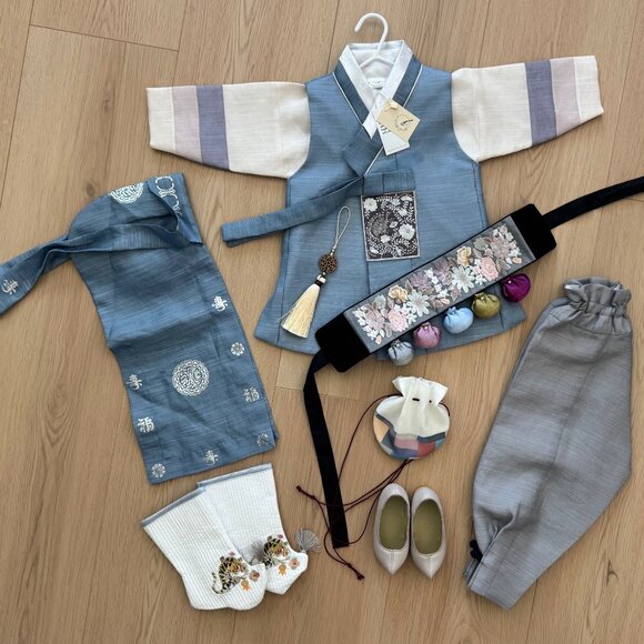 Korean Baby Boy’s Dohl Hanbok Set – 1st Birthday Outfit (Complete Set!) - Picture 2 of 9